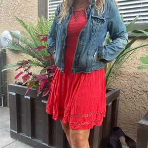 Coral Free People Dress with Lace